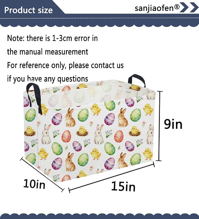 Sanjiaofeng Rectangular Easter Basket Eggs Storage Bins, Cute Storage Basket - Image 2