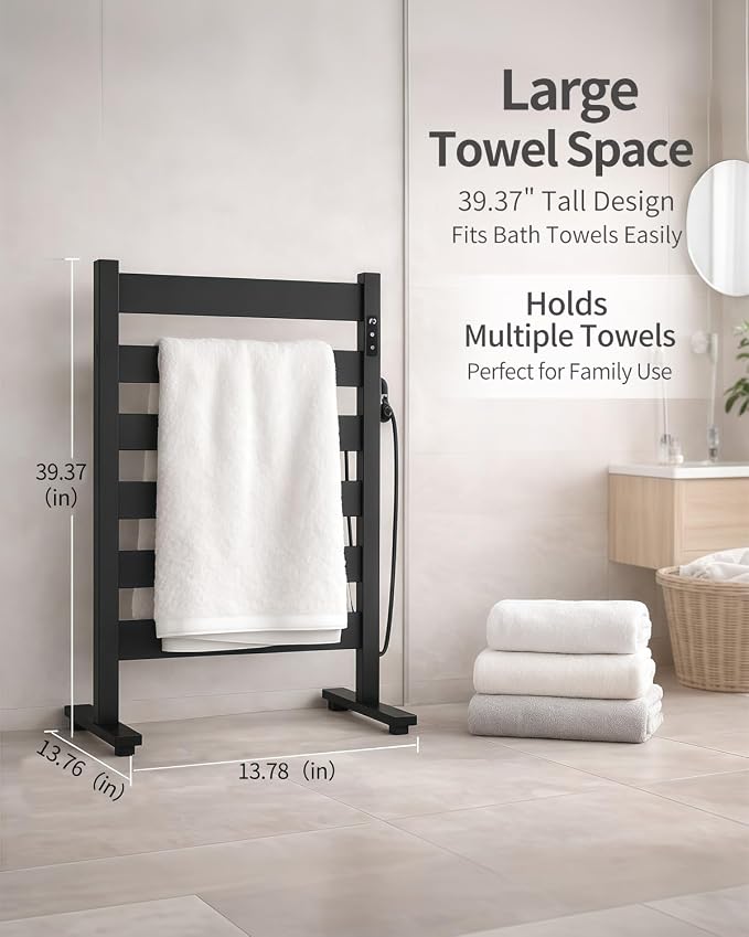 Heated Towel Rack – Rapid PTC Heating, LED Timer Control, High Temp & Large - Image 4