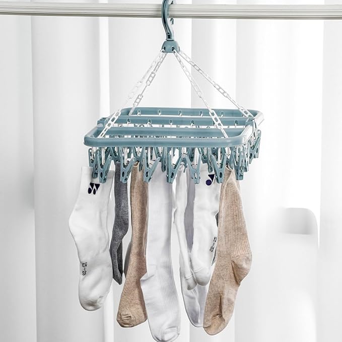 High-Capacity 32 Hook Garment Rack | Compact Foldable Design | Windproof - Image 4