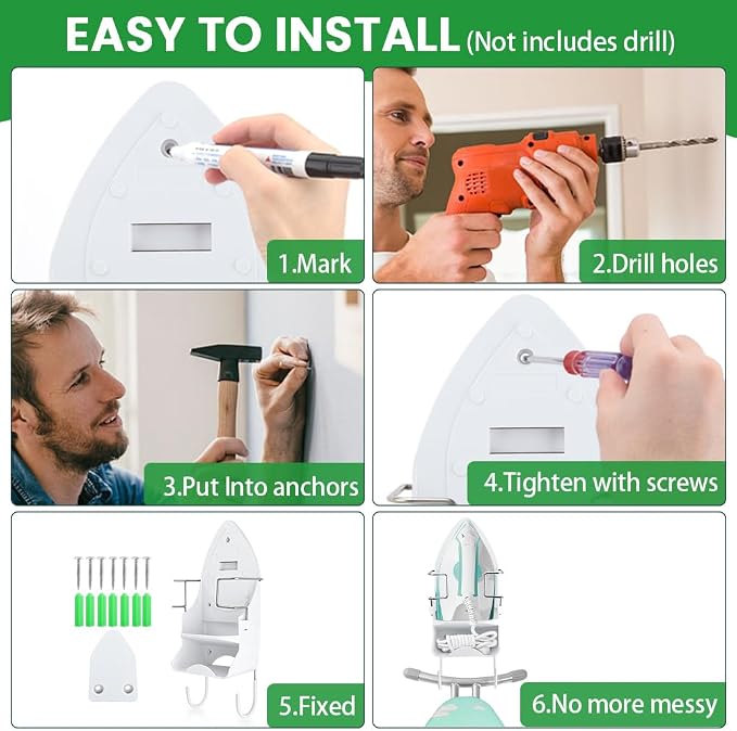 Iron Board Hanger Wall Mount Electric Iron Holder Ironing Board Holder Wall - Image 5