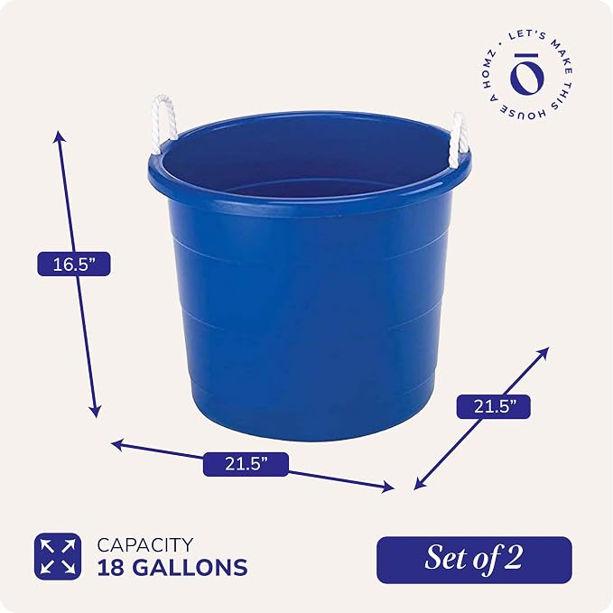 HOMZ 2-Pack Utility Tub, Large Plastic Storage Bucket - Image 5