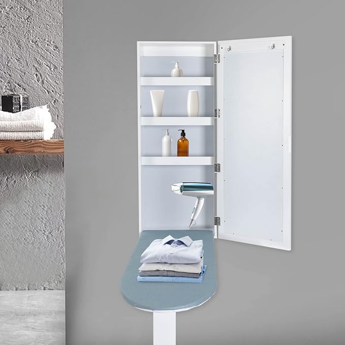 Wall-Mounted Ironing Board Cabinet, Swivel Ironing Board Closet - Image 4