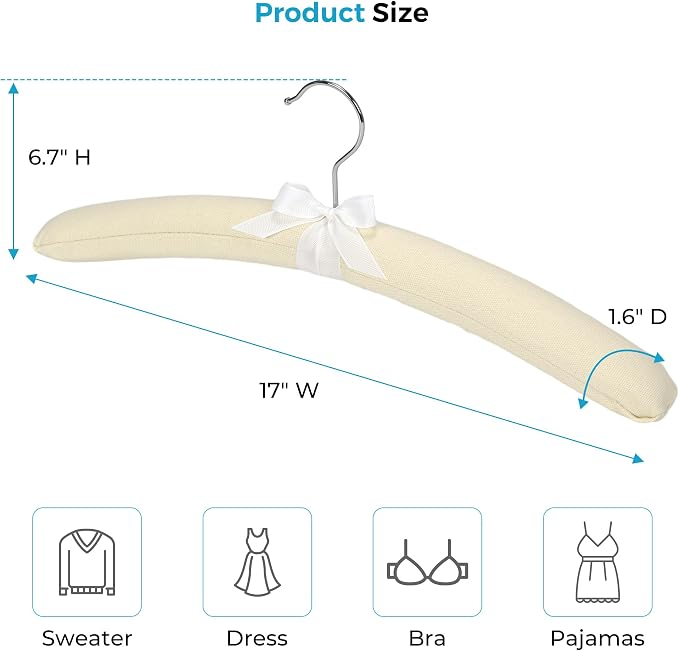 10-Pack Satin Padded Hangers, Extra Wide & Thick Non-Slip - Image 4