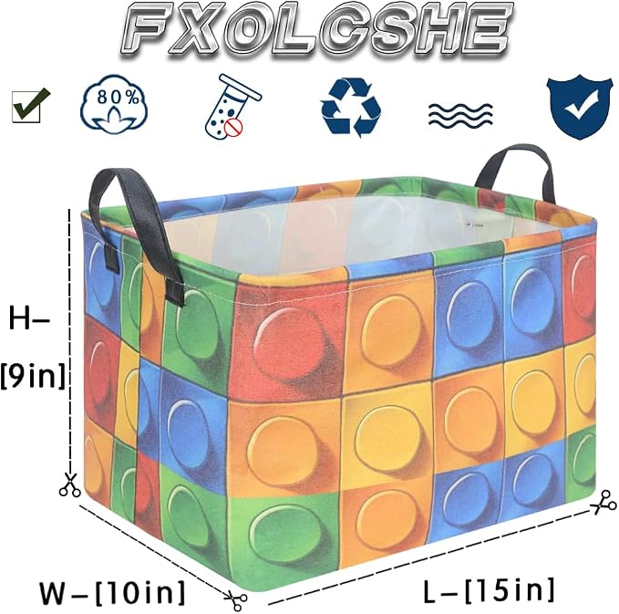FXOLCSHE Building brick Basket, Building block book storage box, Laundry hamper - Image 7