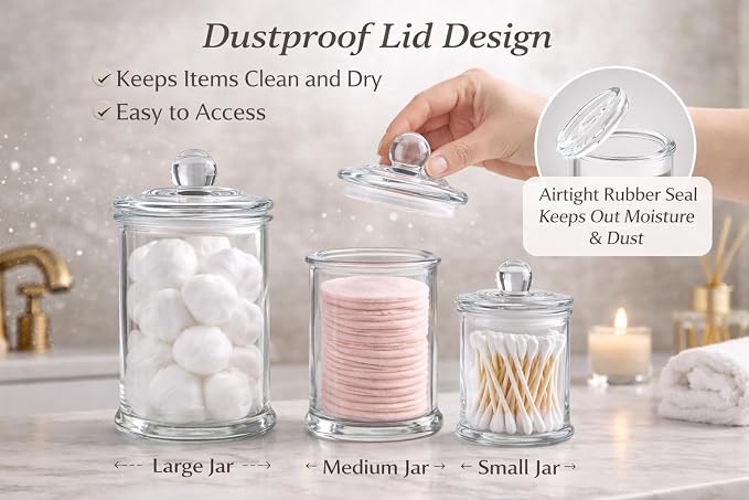 KMWARES 3PCs Set Small Mini Clear Glass Premium Quality Apothecary - Image 4