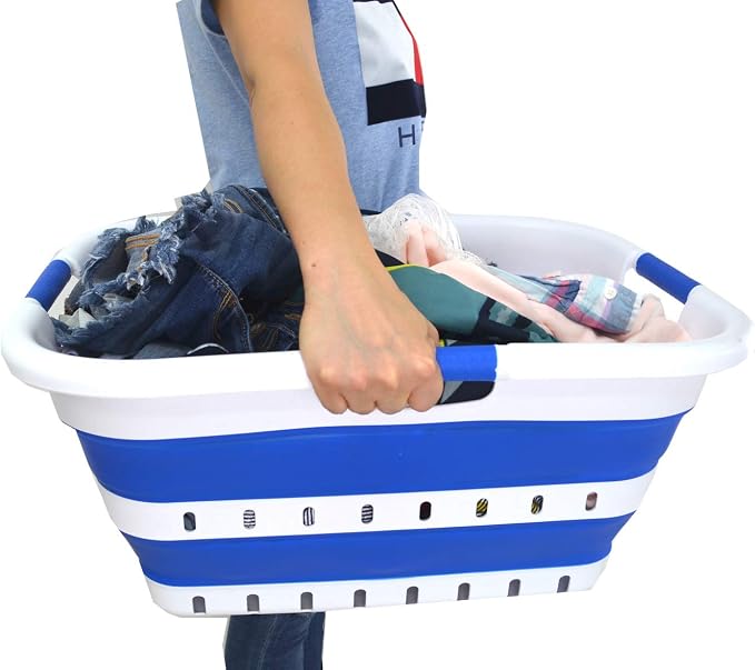 SAMMART 41L Collapsible 3 Handled Plastic Laundry Basket - Image 8