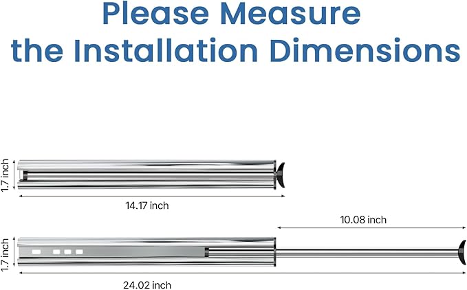 Valet Rod 14-Inch, Pull-Out Closet Clothes Closet Hanging RodMetal Telescoping - Image 2