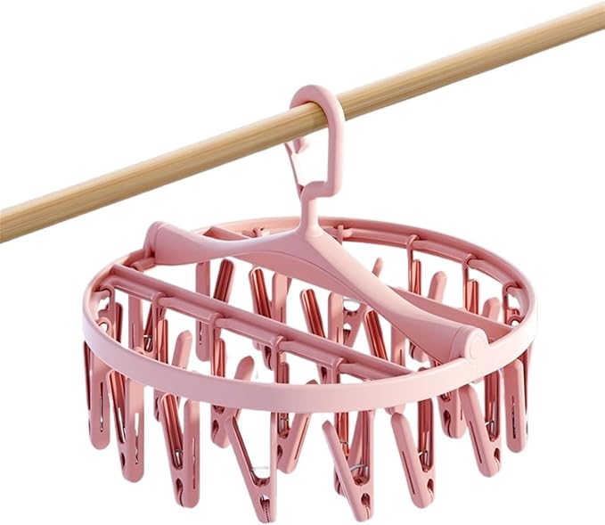 Plastic Sock Drying Rack with 24 Clips, Round Drip Drying Hanger, Swivel Wind by Unknown