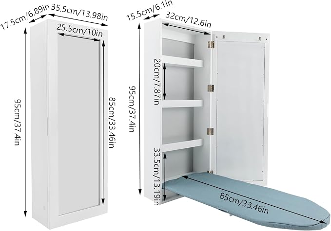 Folding Ironing Board Wall Mounted Ironing Board Cabinet, Built-in Ironing - Image 2