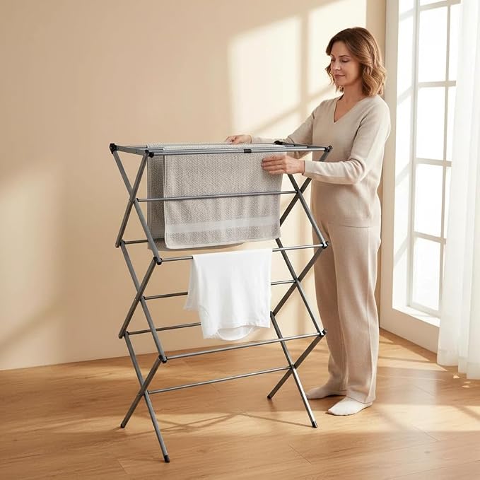 Drying Racks 3 Tier Expandable Clothes Airer Collapsible Clothes Drying Rack - Image 6