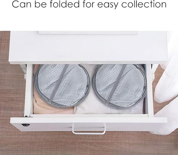 WD&CD 2PCS Laundry Baskets Foldable Pop Up Mesh Washing Laundry Basket Bag Bin - Image 2