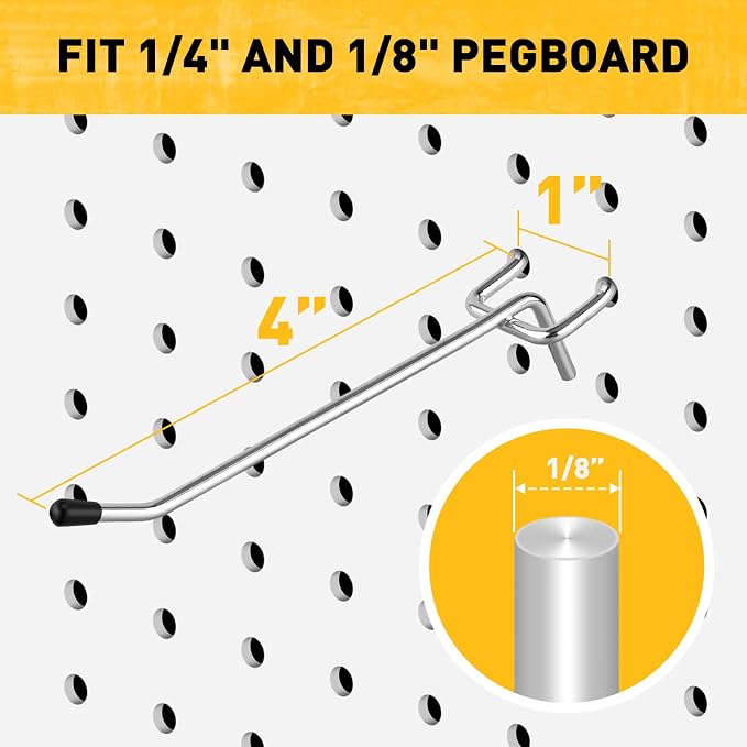 ELEAD 105-Piece 4 Inch Pegboard Hooks, Heavy Duty Peg Board Organizer - Image 3