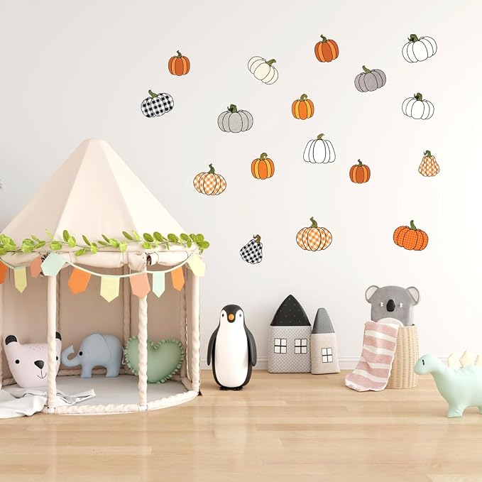 Pumpkin Gingham Plaid Fall Stickers Vinyl Autumn Themed Sticker Pack 16Pcs - Image 4