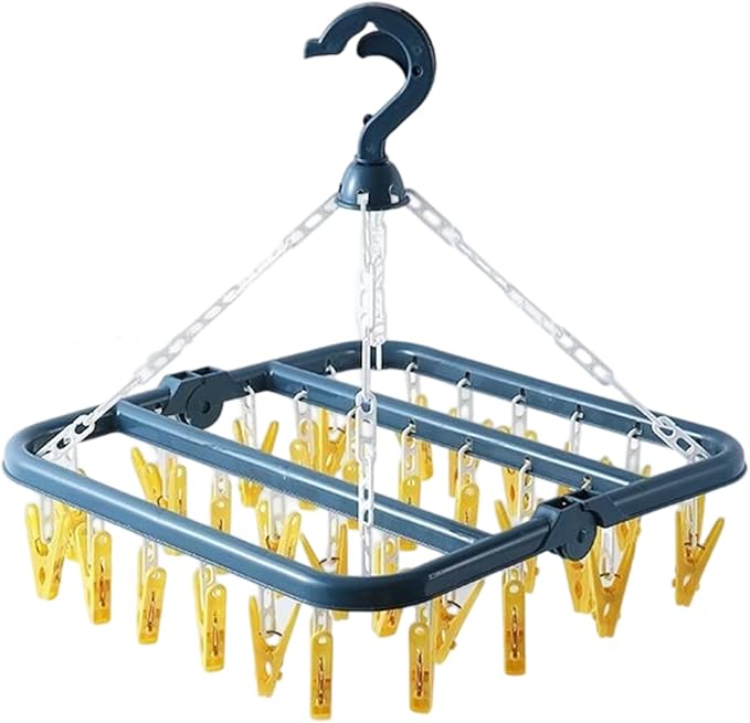 High-Capacity 32 Hook Garment Rack | Compact Foldable Design | Windproof - Image 6