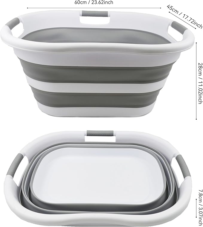 SAMMART 40L Set of 2 Collapsible Plastic Laundry Basket - Image 5
