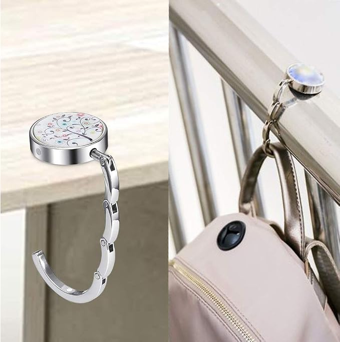 Foldable Purse Hooks, Women Bag Hanger, Table Handbag Storage, Mixed Set + 1 Bag - Image 4