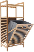 3 Tier Bamboo Laundry Hamper, Large Capacity Free Standing Hamper by Unknown