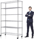 6-Tier Wire Shelving Unit with Wheels, 2100LBS Capacity NSF Certified by Meet+perfect