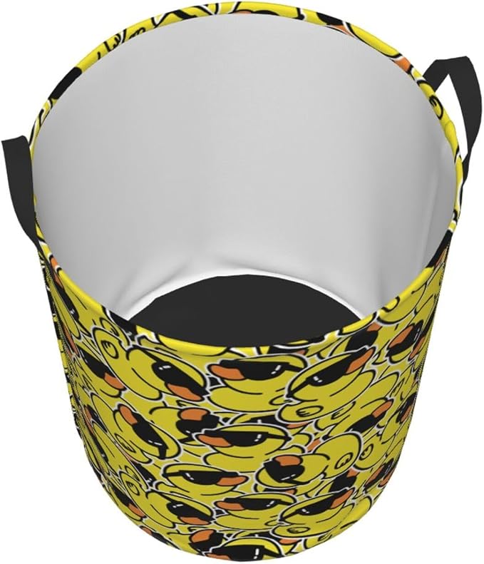 Cute Rubber Ducks With Funny Sunglasses Laundry Hamper Bag With Waterproof Liner - Image 2