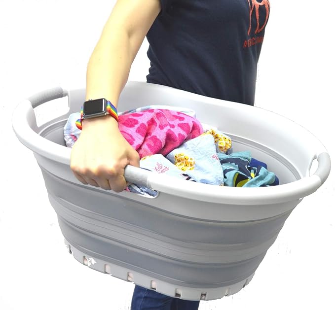 SAMMART 36L Collapsible Plastic 3 Handled Laundry Basket-Foldable Laundry - Image 7