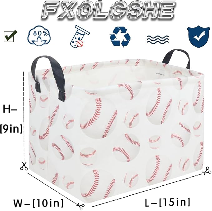 FXOLCSHE Easter baseball basket, Kids Storage Basket, Boys baseball hamper - Image 7