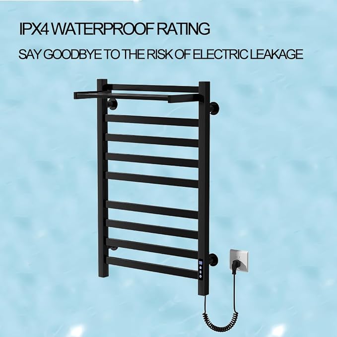 2 in 1 Towel Warmer Rack & Towel Rack Wall, 10 Bars Electric Wall Mounted - Image 5