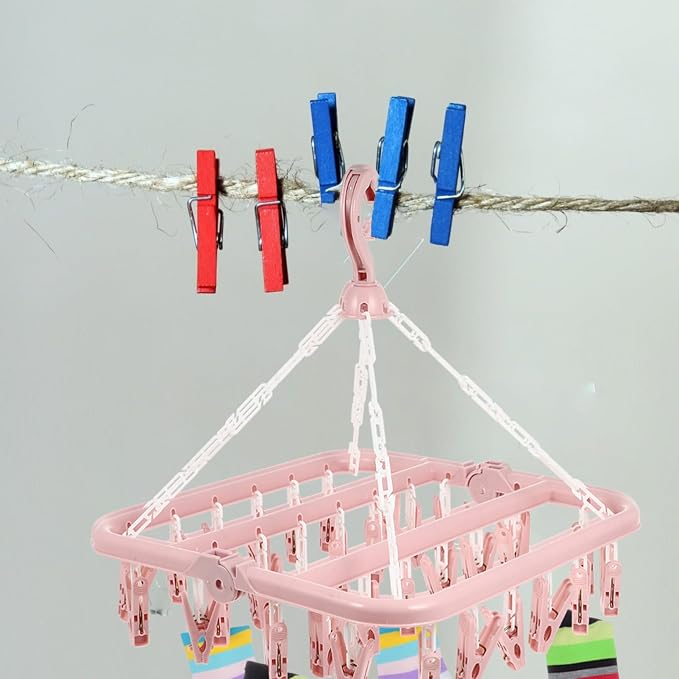 Strong Steel Spring Clip Drying Rack Rotating Hook Foldable - Image 2
