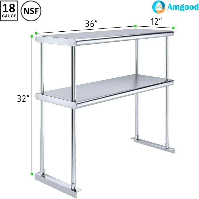 AmGood Double OverShelf Stainless Steel NSF - Image 3