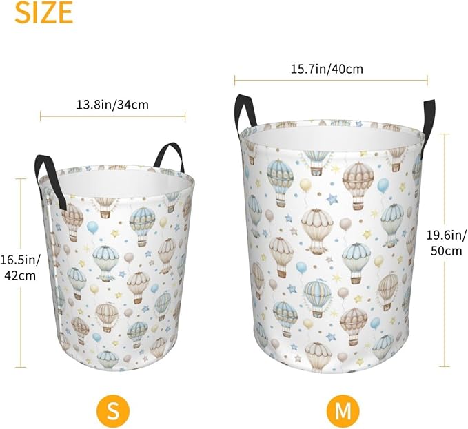 Cute Hot Air Balloon Stars Laundry Hamper Bag - Image 4
