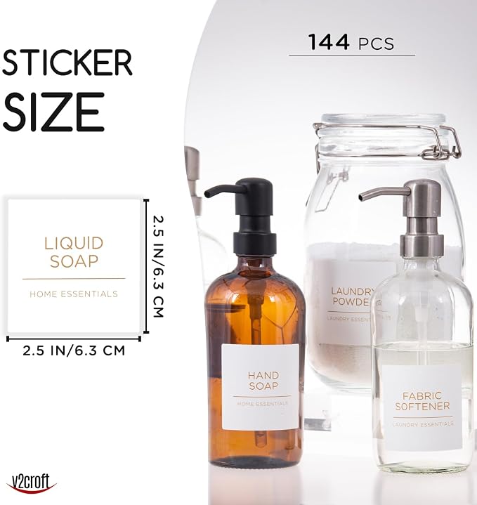 144 PCS Minimalist Laundry Room Gold Labels Set, v2croft Water Resistant - Image 2