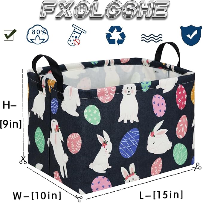 FXOLCSHE Rectangular Easter basket, Easter basket empty, Laundry Hamper - Image 7