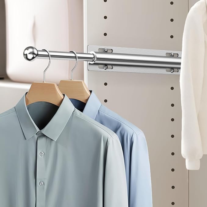 16.5" Valet Rod for Closet Pull Out, Retractable Slide Out Valet Rod Closet by Supforce