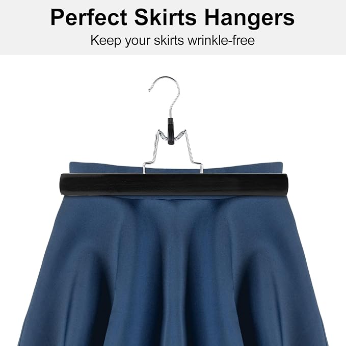 AMKUFO 12 Pack Black Wooden Pants Hangers - Image 7