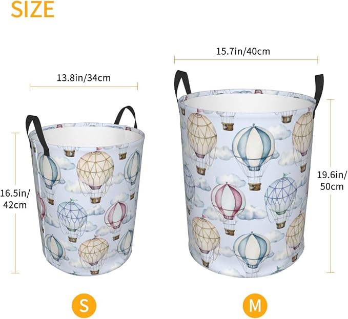Watercolor Hot Air Balloons And Clouds Laundry Hamper Bag - Image 4