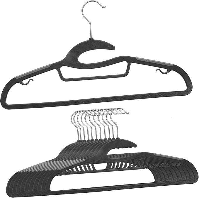 10pcs Extra Wide Non-Slip Plastic Clothes Hangers Heavy Duty Space-Saving by Outanaya