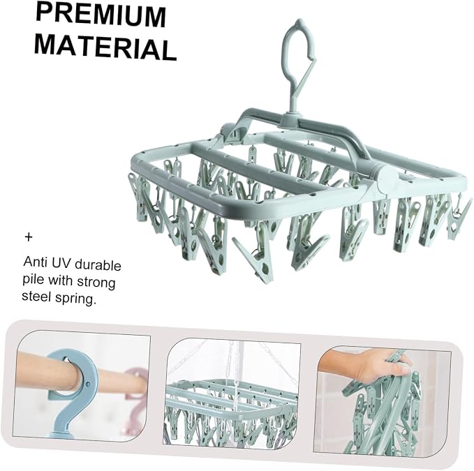 Boy Girl's Underwear Socks Drying Rack Plastic Hangers Clips Foldable Design - Image 7