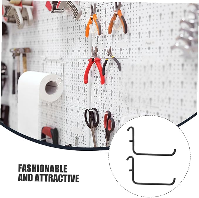 4pcs Black Metal Pegboard Hooks - Image 6