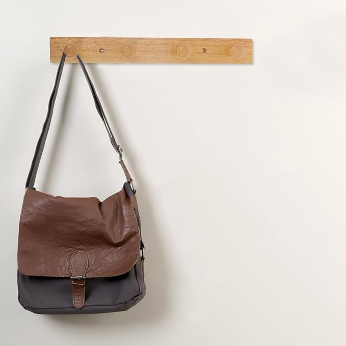 BESPORTBLE Wall Mounted Coat Hat Hanging Hook Rack, Rubberwood Solid Wood 4-bar - Image 7
