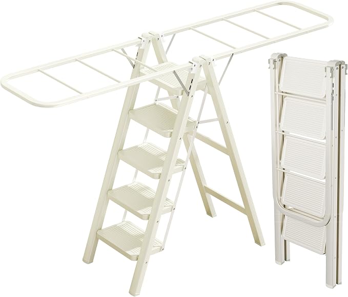 Floor Standing Clothes Drying Rack, 5 Step Folding Ladder, 3-in-1 Collapsible by LFYJLJLFYJLJ