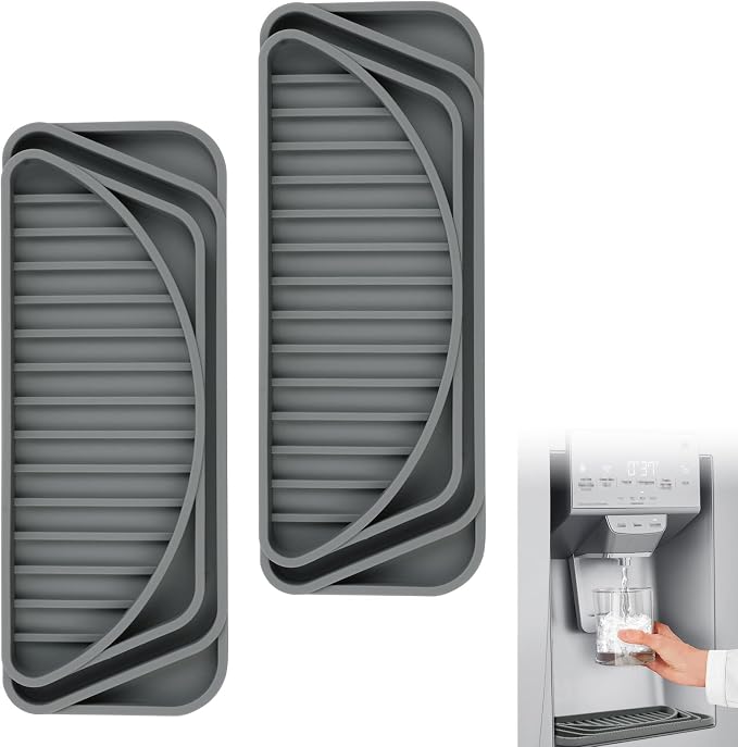 Silicone Refrigerator Drip Tray 2 Pack, Cuttable Water Dispenser Drip Collector by Aolso