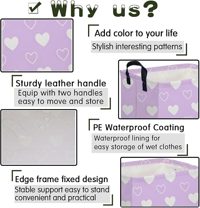 Rectangular Purple heart, Valentine's Day Gift Basket, nursery basket, Girls - Image 6