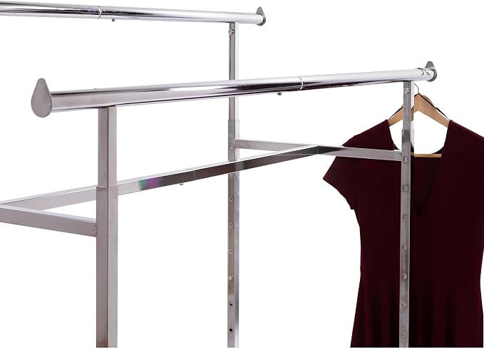 Econoco - Adjustable Double Bar Rectangular Hangrail Rack in Chrome - Image 4