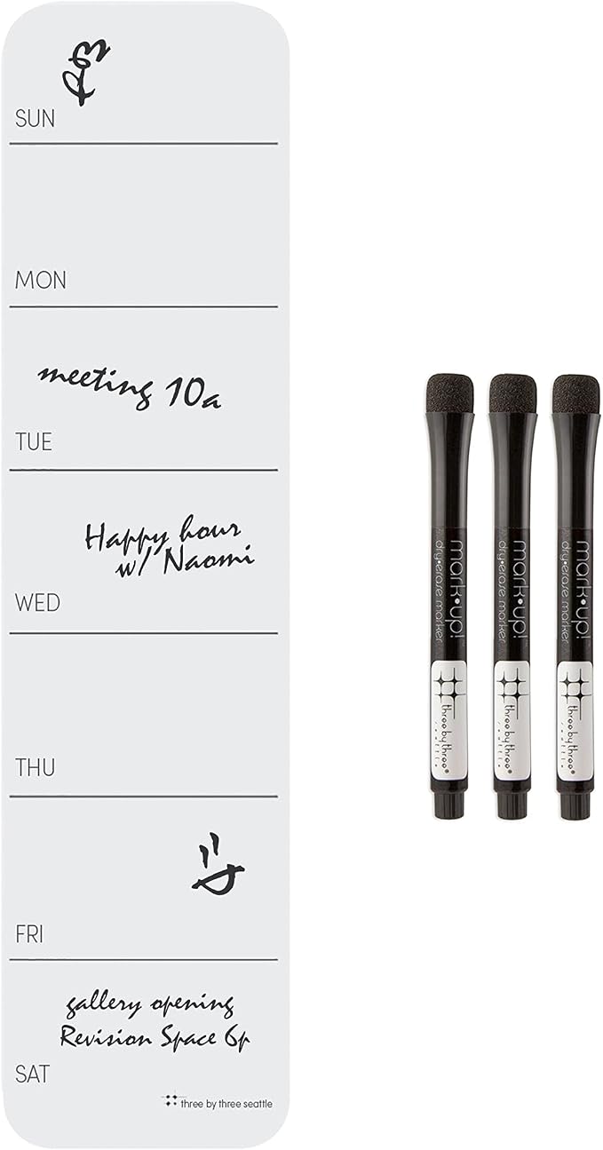 Three by Three Seattle up·date!™ Silicone Weekly Planner + 3 Dry Erase Markers: by ThreebyThreeSeattle