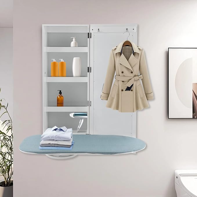 Folding Ironing Board Wall Mounted Ironing Board Cabinet, 180° Rotating - Image 2