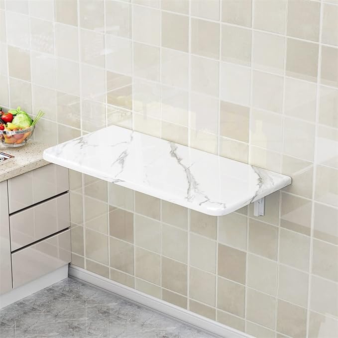 Laundry Folding Table Wall Mounted Marble Pattern Wall Table by YNLeMM