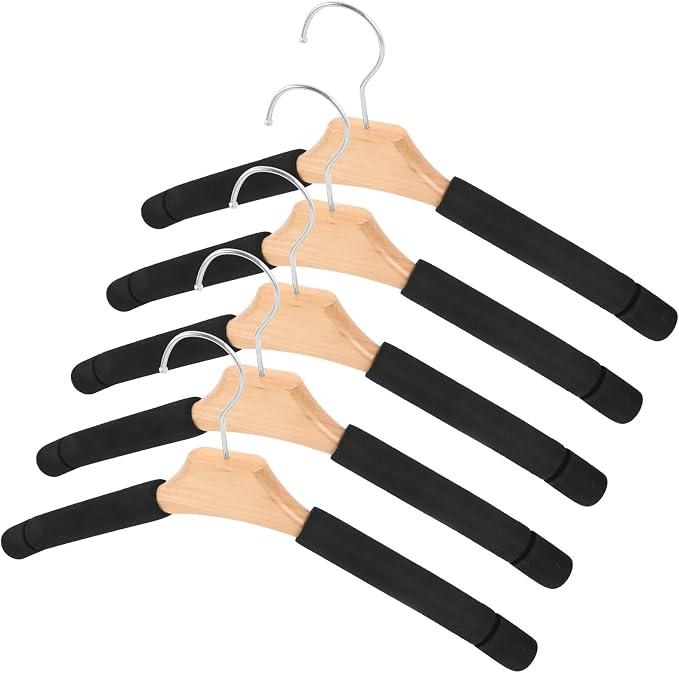 Angoily 5pcs Wooden Padded Hangers by Angoily