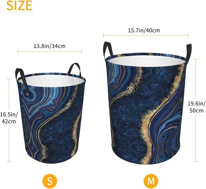 Blue Marble Print Laundry Hamper Bag - Image 4