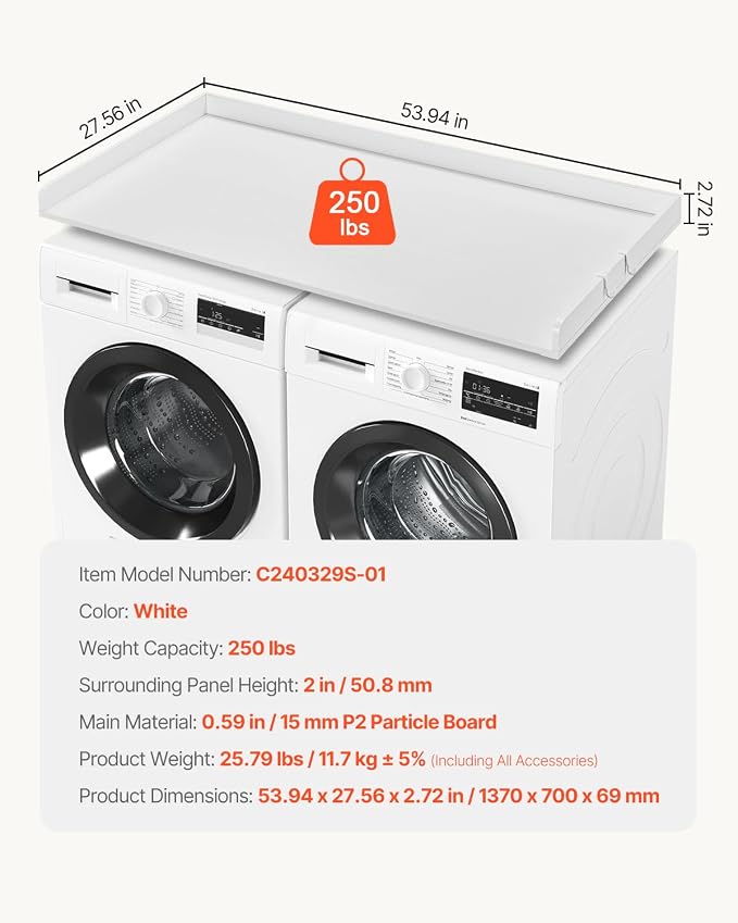 VEVOR Washer Dryer Countertop, Water-Resistant Laundry Machine Topper Cover - Image 7