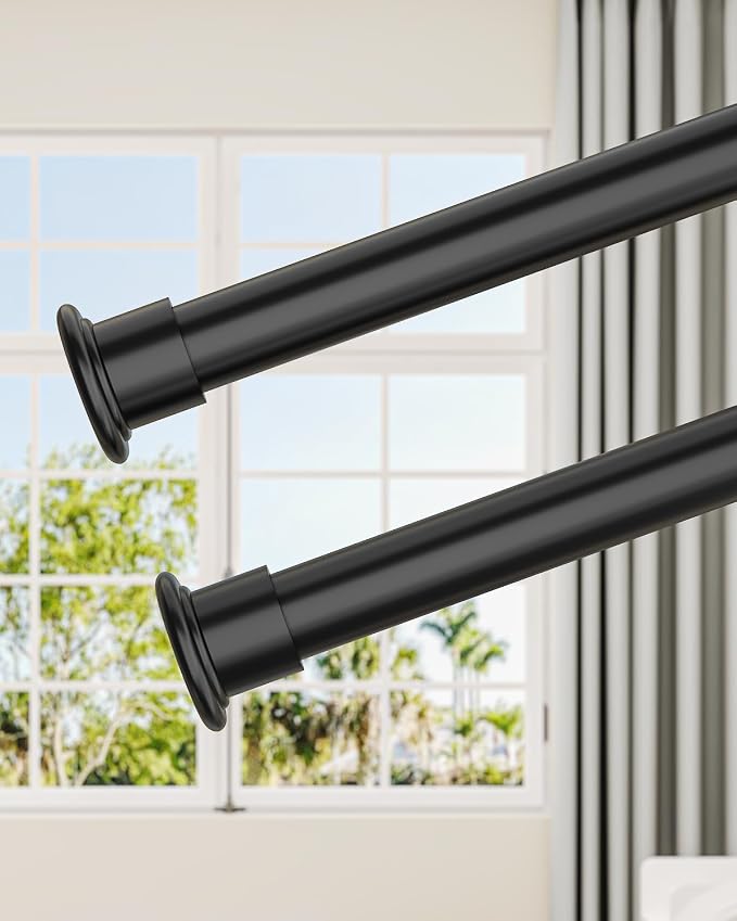 Tension Curtain Rod by EZFurni, 2 Sets 42-123 Inches, Heavy Duty Tension Rods by EZFurni