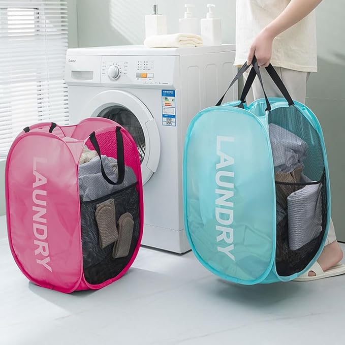 Mesh Popup Laundry Baskets, Collapsible Laundry Hampers, 2 Pack Clothes Hampers - Image 3